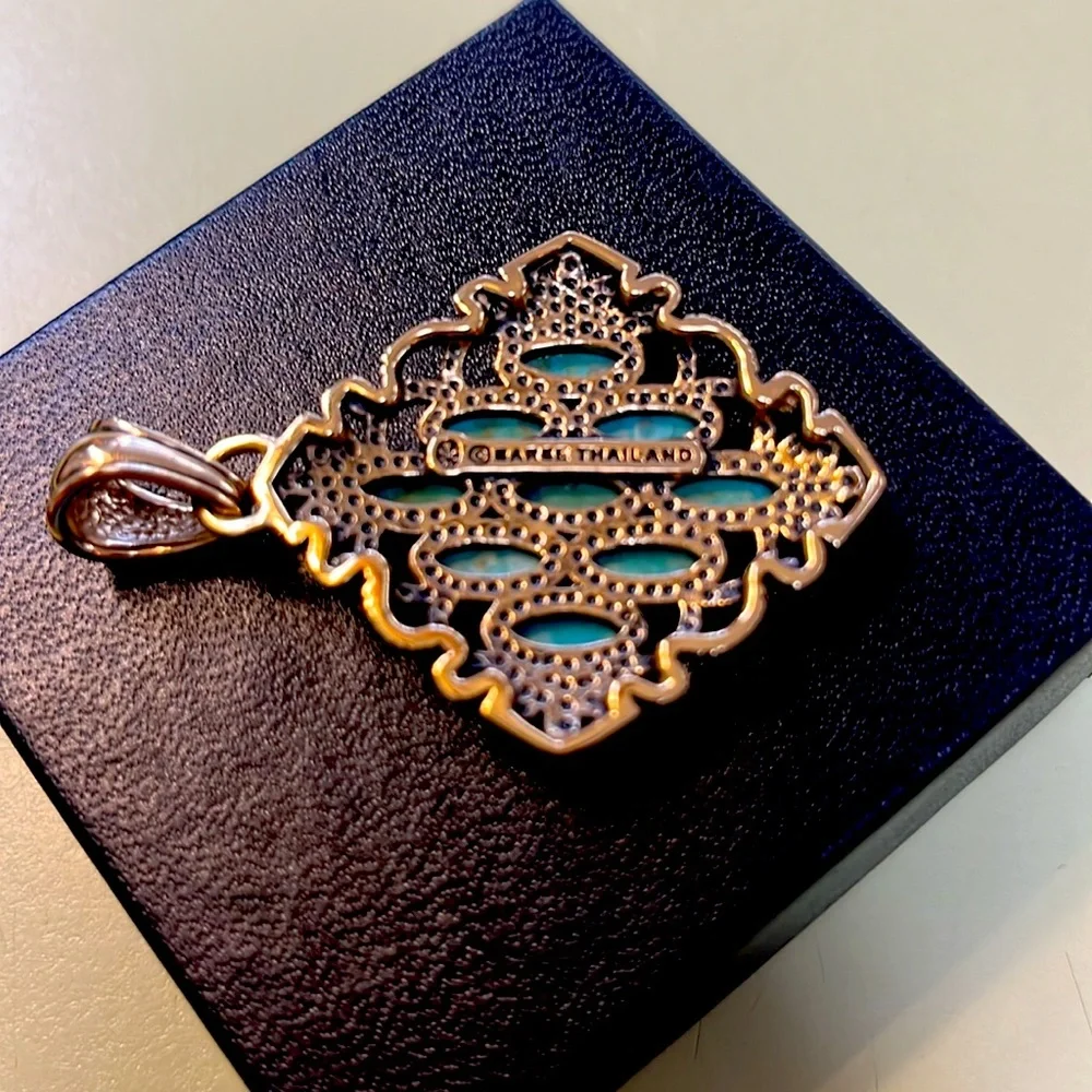 BARSE turquoise and gold pendant - Picture 3 of 6